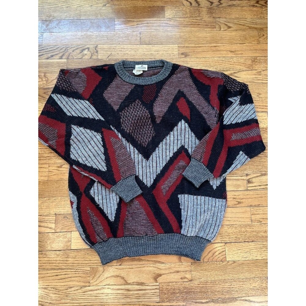 Vintage 90s Engbers Grey Sweater Pullover Size Made in Italy Size 52 30% Wool